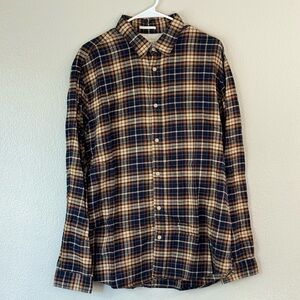 Topman Navy and Beige Plaid Casual Shirt